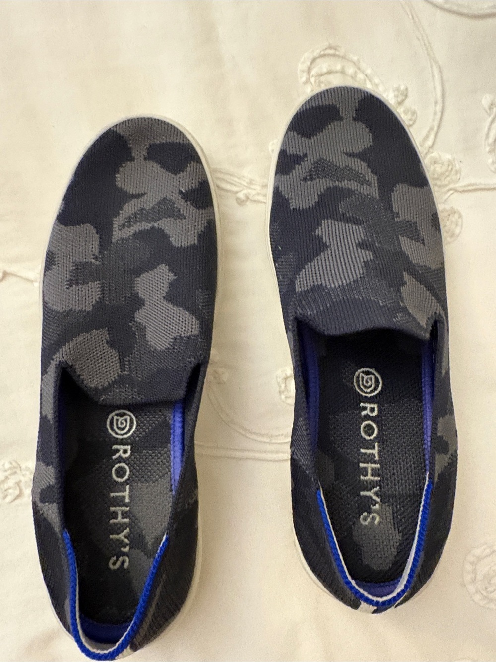 Rothy's Camo Knit Slip-On Loafers — Black & Gray